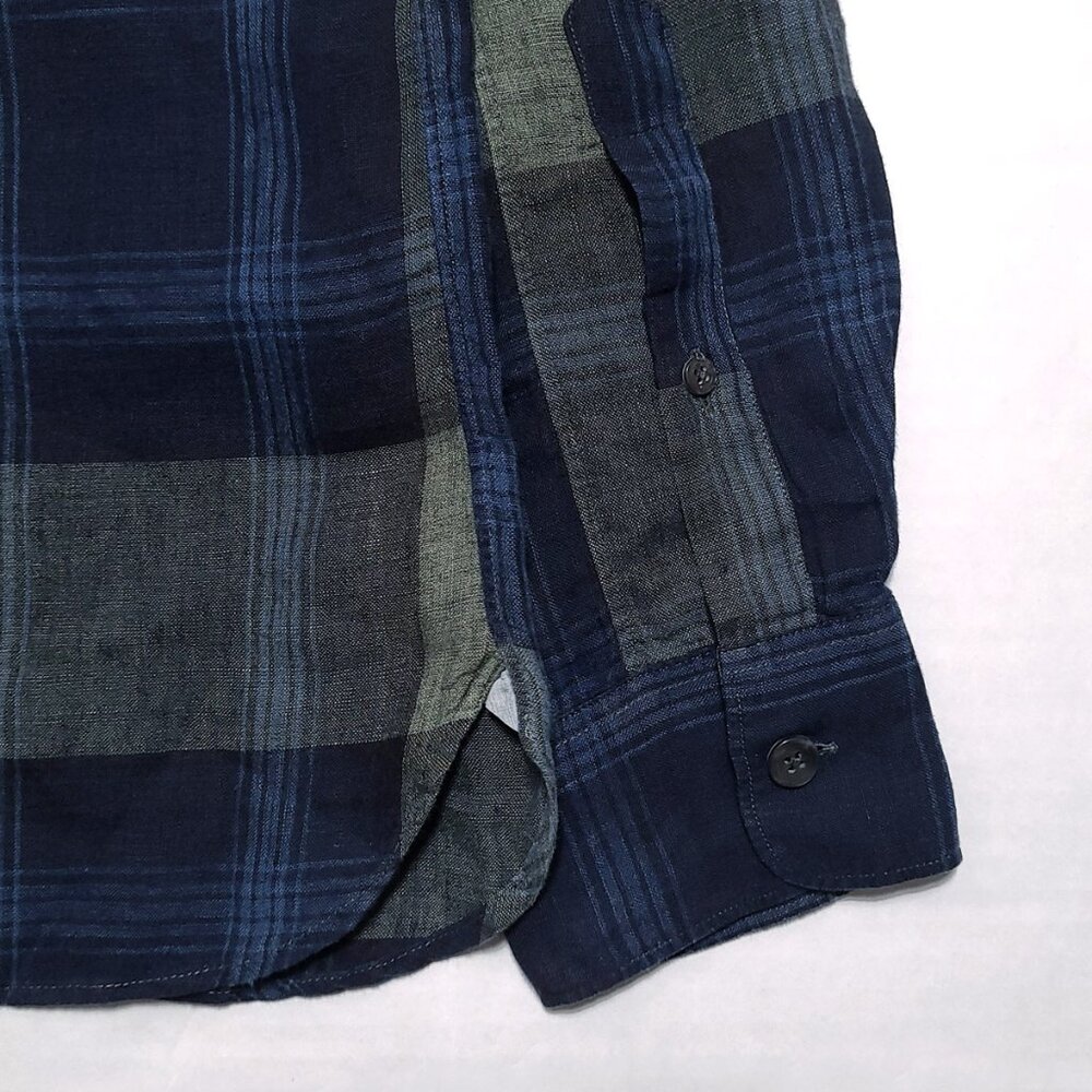 TODD SNYDER Men's Large Made in Portugal 100% Linen Plaid Button Up Shirt - Picture 9 of 11